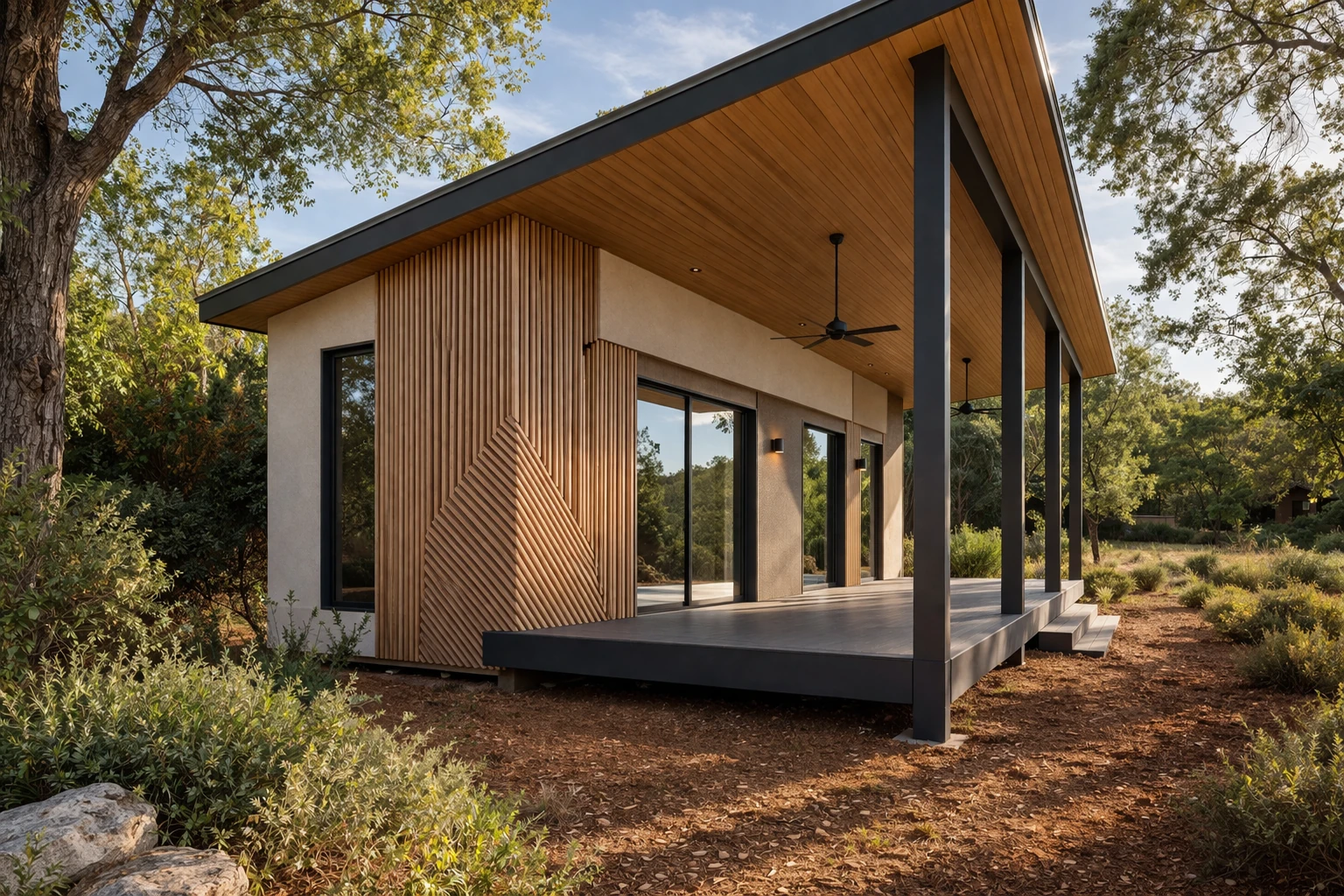 Détail de finition intérieure d'une maison Eco Bioma