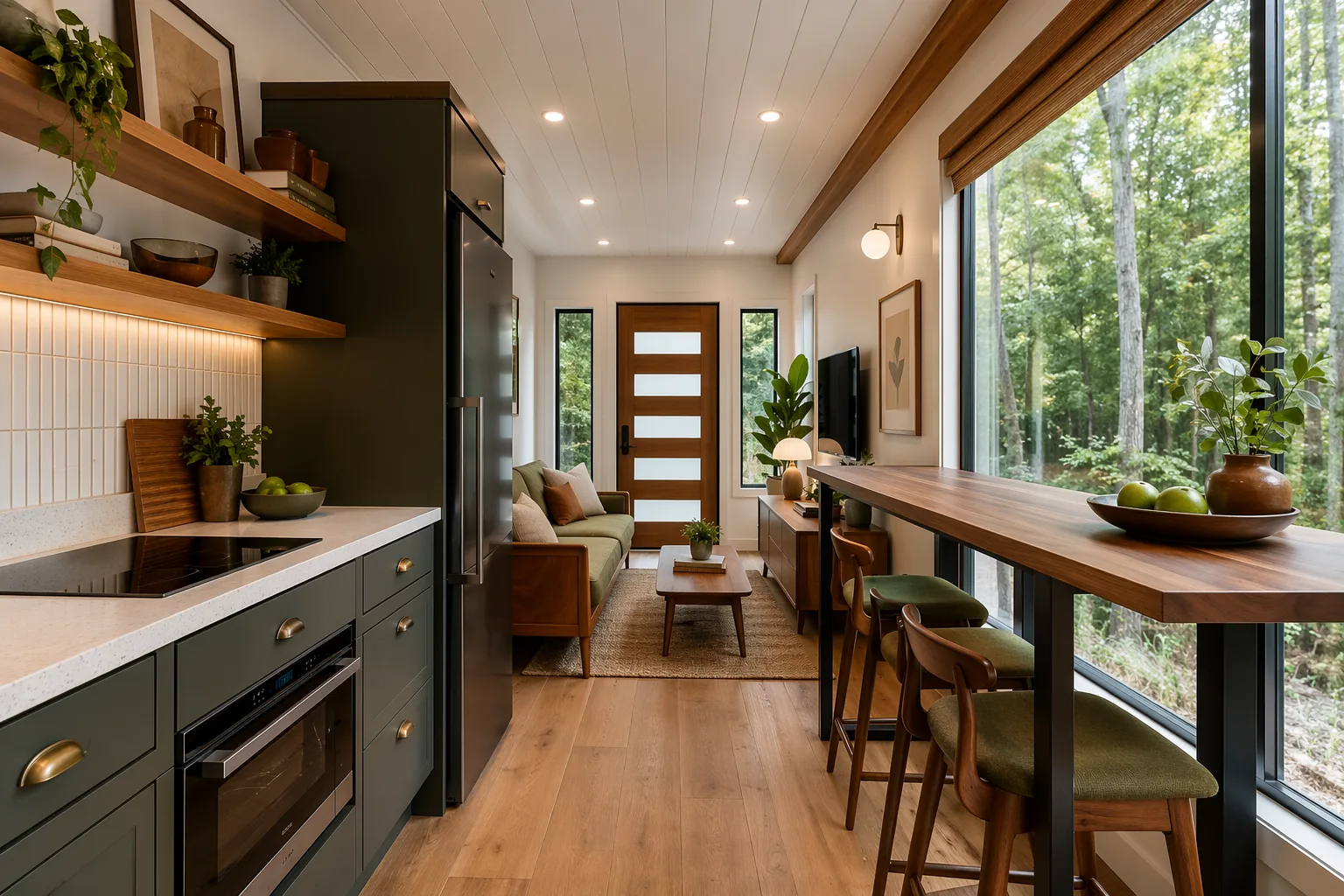 Cuisine équipée d'un studio Refuge prêt à louer